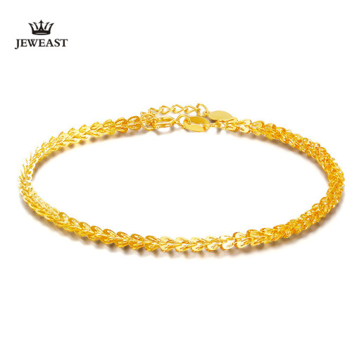 JEWEAST 18K Gold Bracelet For Woman Genuine Yellow Gold Hand Jewelry Wedding Engagement Female Real Gold Bracelet & Bangle