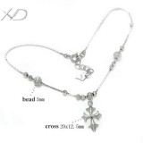 XD 925 sterling silver box chain fine jewelry 10 inch cross anklets for fashion women's anklets SS023