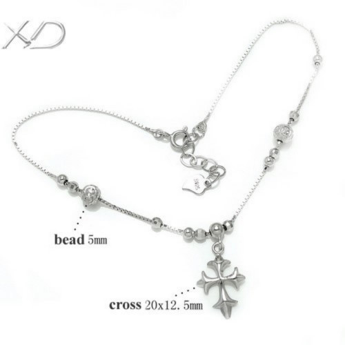 XD 925 sterling silver box chain fine jewelry 10 inch cross anklets for fashion women's anklets SS023