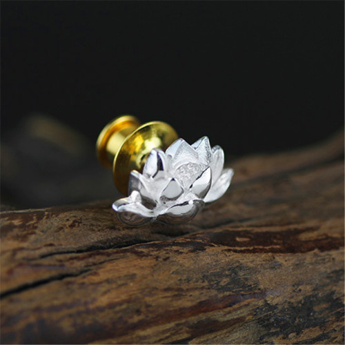3.28 Elegant Lotus Flower Brooches Retro Vintage Style Women Accessories 2015 New Genuine 925 Sterling Silver Jewelry