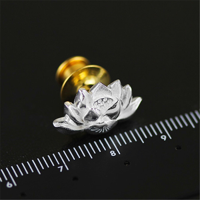 3.28 Elegant Lotus Flower Brooches Retro Vintage Style Women Accessories 2015 New Genuine 925 Sterling Silver Jewelry