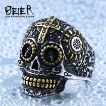 Beier 316L Stainless Steel ring skull biker men Ring hot sale Man's fashion jewelry BR8-327