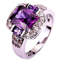 lingmei Fashion Jewelry Amethyst Multi-Color AAA Silver Ring Size 7 8 9 10 Charming Women Party Gift Wholesale 576R