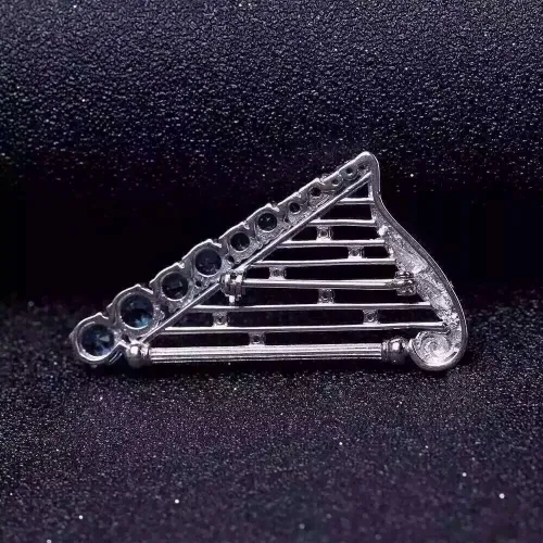 Natural blue topaz brooch S925 silver Natural yellow crystal brooch Pendant trendy Elegant pipa women two wears jewelry