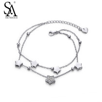 SILVERAGE Real 925 Sterling Silver Bracelets Fine Jewelry for Women Star Two Layered 2016 New Top Quality Black Friday