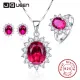 Red Ruby Sun Flower 925 Sterling Earrings Silver Necklace Women Bijoux 2016 New Trendy Jewelry Ring Bridal Fine Jewelry Sets