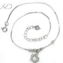 XD 925 sterling silver beaded foot chain with flower and extended chain fine jewelry for women wedding anklets SS026