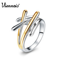 Viennois Brand New Fashion Jewelry Gold & Silver Plated Cross Rings For Women Size 7 8 9 Female Party Finger Ring
