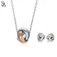 SA SILVERAGE 925 Sterling Silver Jewelry Sets for Women Necklaces Pendants Stud Earrings Fine Jewelry Rose Gold Love Valentine's