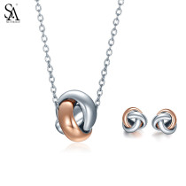 SA SILVERAGE 925 Sterling Silver Jewelry Sets for Women Necklaces Pendants Stud Earrings Fine Jewelry Rose Gold Love Valentine's