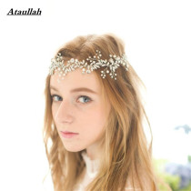 Ataullah New Flowers Pearls Hair Accessories Crystal Hair Ornaments Headbands Bridal Hair Jewelry Wedding Tiaras Barrette HJW010