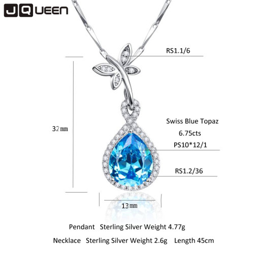 Big Promotion Wedding Jewelry Sets for Brides 925 Sterling Silver Blue Topaz Drop Earrings Ring Necklace Bridal Jewelry Set