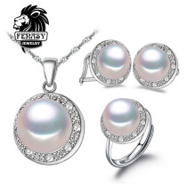 FENASY selling natural pearl jewelry set for women fashion 925 sterling silver pendant & earrings , pearl jewelry , 2017 new