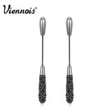 Hot Viennois Fashion Jewelry Luxury Vintage Long Drop Earrings Rhinestone Silver & Rose Gold Plated Dangle Earrings for Woman