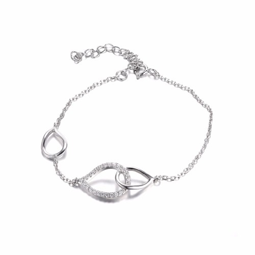 JewelryPalace 925 Sterling Silver Cubic Zirconia Teardrop Link ID Bracelet 8.58 Inch Statement Fine Jewelry Women Bracelet