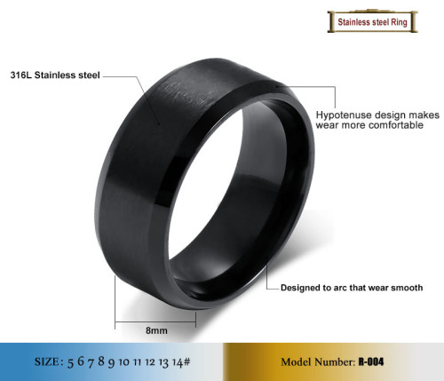 Vnox 316L stainless steel men ring 8mm black & silver & gold plated rings for women men jewelry