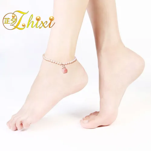New design Natural Pearl Jewelry 5mm Cultured Freshwater Pearl White Ankle Bracelet for girl NYJL100