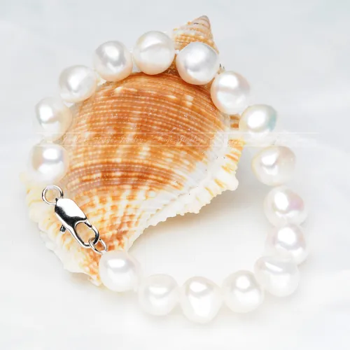 FEIGE Baroque style 10-11mm Natural White Freshwater Pearl Bracelets For Women's Genuine Freshwater Pearl Brand Fine Jewelry