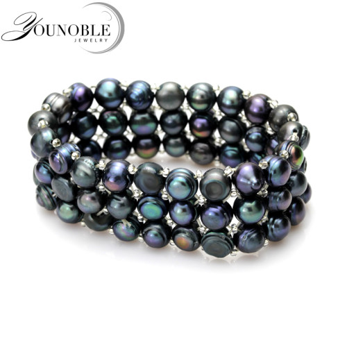 White real freshwater black pearl bracelet women,double natural pearl bracelet jewelry daughter girl best gift birthday white
