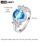 Big Promotion Wedding Jewelry Sets for Brides 925 Sterling Silver Blue Topaz Drop Earrings Ring Necklace Bridal Jewelry Set