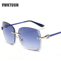 VWKTUUN 2016 New Big Frame Women Sunglasses Fashion Gradient Rimless Sunglasses Mirror Sun glasses For women Gradient Sunglasses