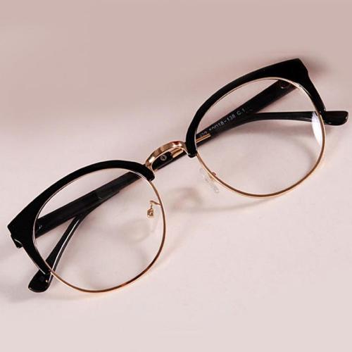 New Style Anti-Radiation Goggles Plain Glass Spectacles Fashion Women Metal+Plastic Semicircle Frame Glasses Colorful Optical
