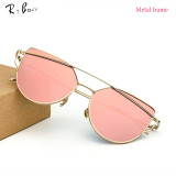 RTBOFY Newest Cat Eye Sunglasses Women Brand Designer Twin-Beams Sun Glasses Mirror Sunglasses