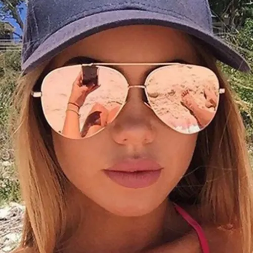 Women Rose Gold Mirror Aviation Sunglasses Brand Designer New Vintage Retro Sun Glasses For Female Lady Driving Fishing UV400