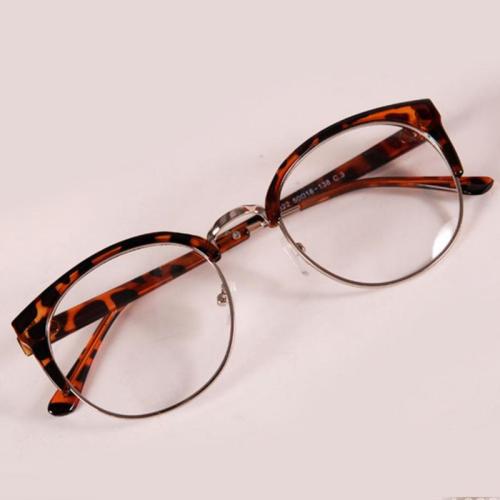 New Style Anti-Radiation Goggles Plain Glass Spectacles Fashion Women Metal+Plastic Semicircle Frame Glasses Colorful Optical