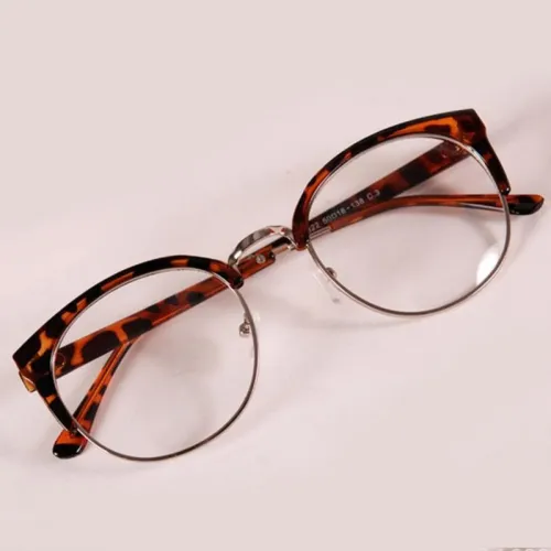 New Style Anti-Radiation Goggles Plain Glass Spectacles Fashion Women Metal+Plastic Semicircle Frame Glasses Colorful Optical