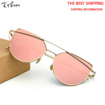 RTBOFY Newest Cat Eye Sunglasses Women Brand Designer Twin-Beams Sun Glasses Mirror Sunglasses