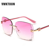 VWKTUUN 2016 New Big Frame Women Sunglasses Fashion Gradient Rimless Sunglasses Mirror Sun glasses For women Gradient Sunglasses