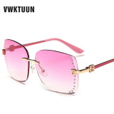 VWKTUUN 2016 New Big Frame Women Sunglasses Fashion Gradient Rimless Sunglasses Mirror Sun glasses For women Gradient Sunglasses