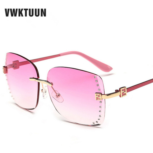 VWKTUUN 2016 New Big Frame Women Sunglasses Fashion Gradient Rimless Sunglasses Mirror Sun glasses For women Gradient Sunglasses