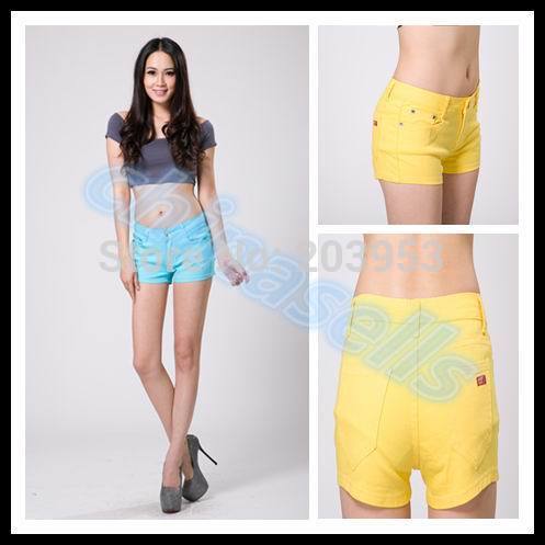 40pcs summer woman candy color hot pants shorts lady elasticity leisure outdoor sports shorts jean shorts