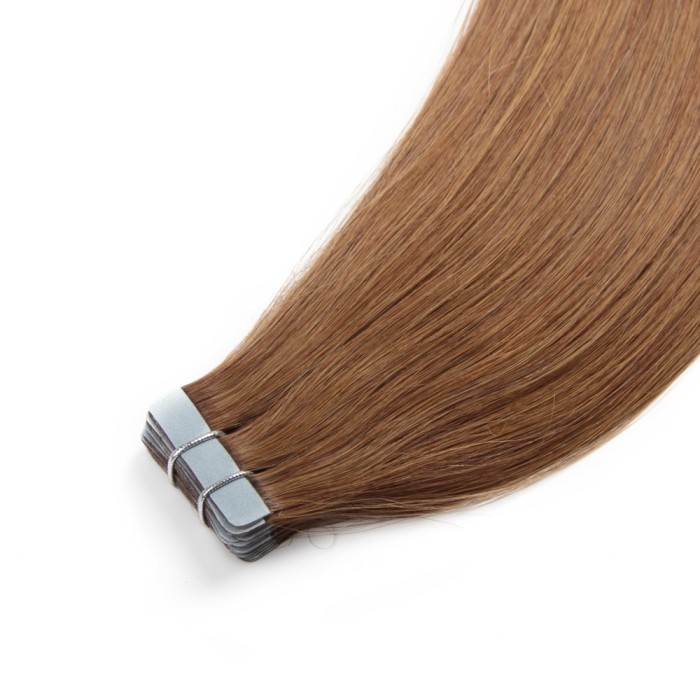20pcs 50g Straight Tape In Hair Extensions #8 Light Brown