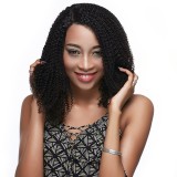 18 Inch #2 Indian Remy Hair Kinky Curly Front Lace Wigs PWFU16
