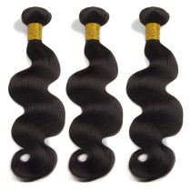 3 Bundles 300g Body Wavy Brazilian Remy Hair #1B Natural Black