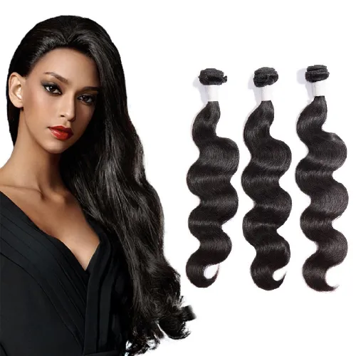 【Platinum 7A】10 -30  3 Bundles Body Wavy Virgin Brazilian Hair Natural Black 300g