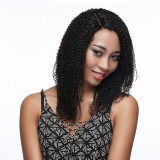 18 Inch #2 Indian Remy Hair Kinky Curly Front Lace Wigs PWFU16