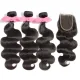 【Platinum 7A】3 Bundles Body Wavy Brazilian Virgin Hair 300g With 4*4 Body Wavy Free Part Lace Closure