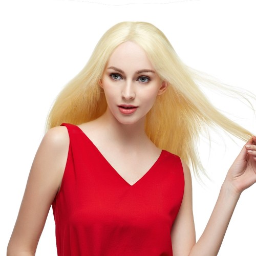 20  #613 Lightest Blonde Brazilian Virgin Straight Full Lace Wig