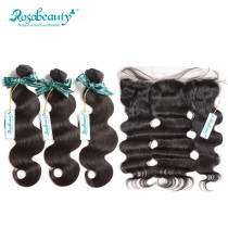 3 Bundles Rosa hair Products brazilian virgin hair with 1 Piece Body wave Lace Frontal Human Hair Wigs Closure Free shipping