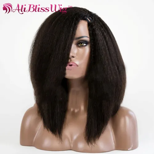 150 Density Italian Yaki U Part None Lace Wigs High Density Soft Virgin Remy Brazilian Glueless U Part Human Hair Wig