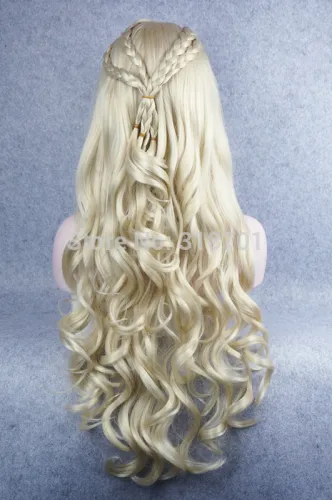 Wig cosplay Game of Thrones Daenerys Targaryen Jon Snow Cersei Lannister Long Wavy Blonde Wig with braid Anime Cosplay wig