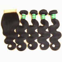4 Bundles Peruvian Closure Body Wave Virgin Hair Lace Top Closure Maxglam Hair With Closure Human Hair Wigs Free Shipping DHL