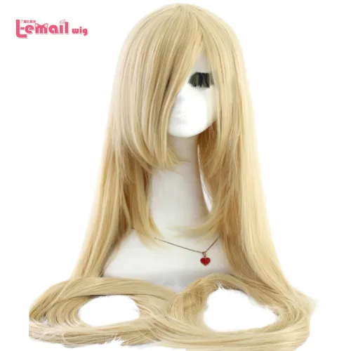 L-email wig 60inch 150cm Long Straight Beige Blonde Synthetic Hair Tangled Rapunzel Perucas Cosplay Wig