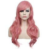 Hot 70cm long curly black/redpink/brown 12colors Anime Cosplay wig,High quality womens party kanekalon fibre synthetic hair wigs