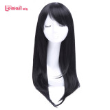 L-email wig 26 inch Long Black Cosplay Wigs Straight With Side Bang Anime Wigs Synthetic Hair For Sweet Girls