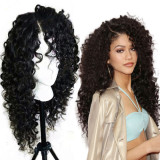 Top Quality Fiber Loose Curly Wigs Synthetic Lace Front Wigs 150% Density Black Color Heat Resistant Synthetic Hair Wigs Women